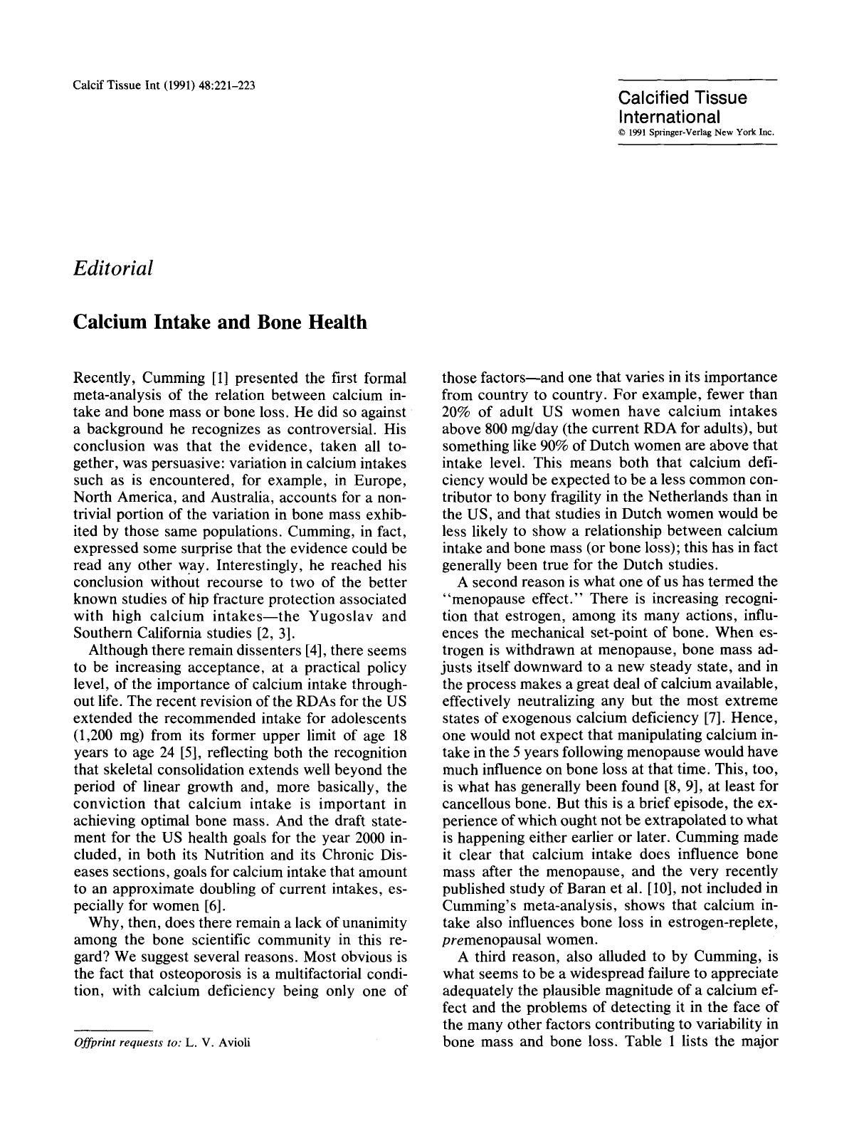 Calcium intake and bone health by Unknown