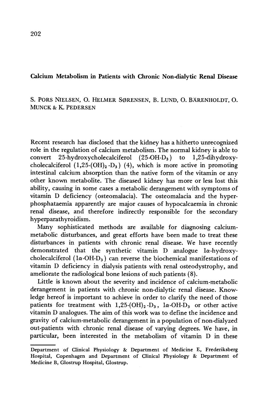 Calcium metabolism in patients with chronic non-dialytic renal disease by Unknown