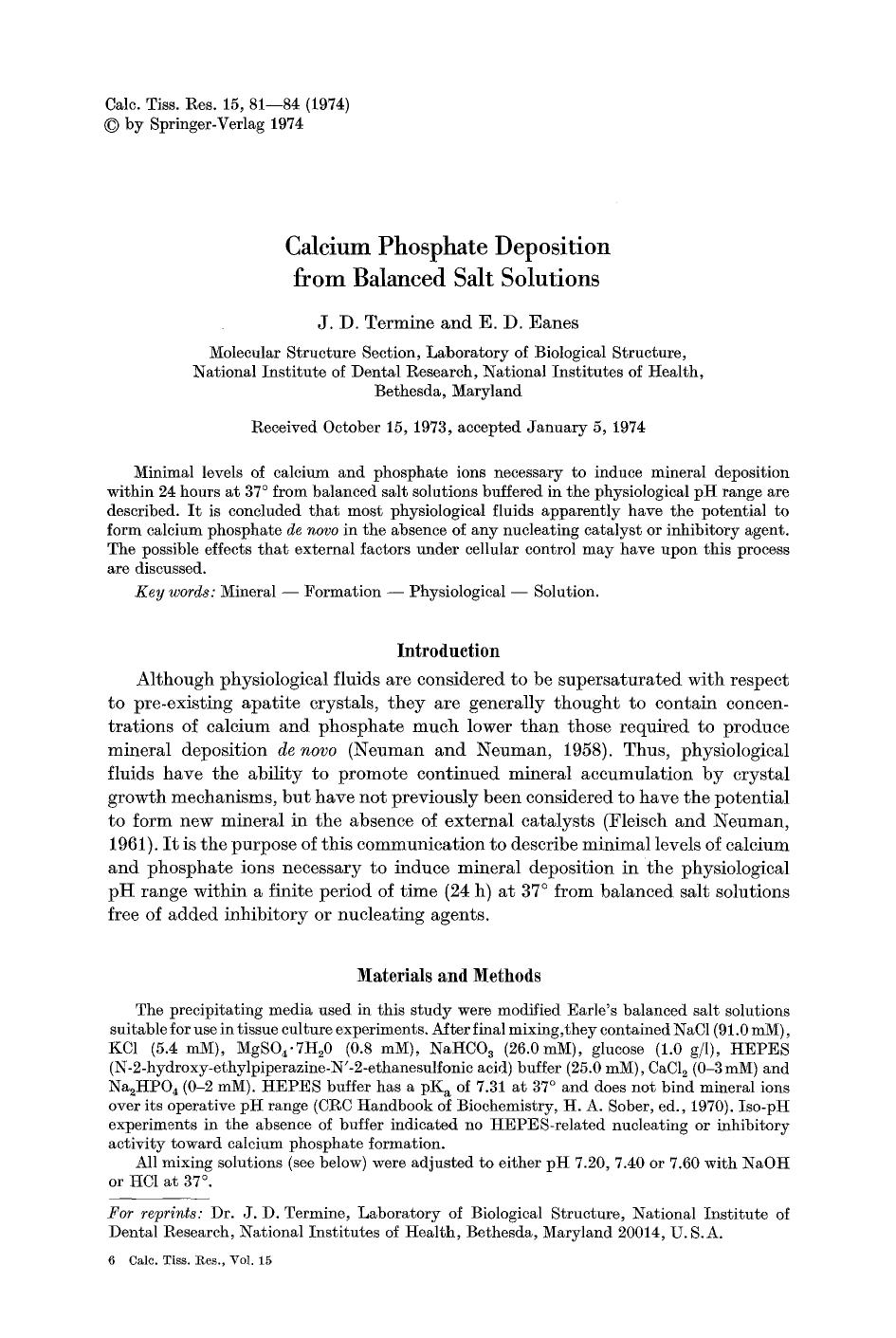 Calcium phosphate deposition from balanced salt solutions by Unknown