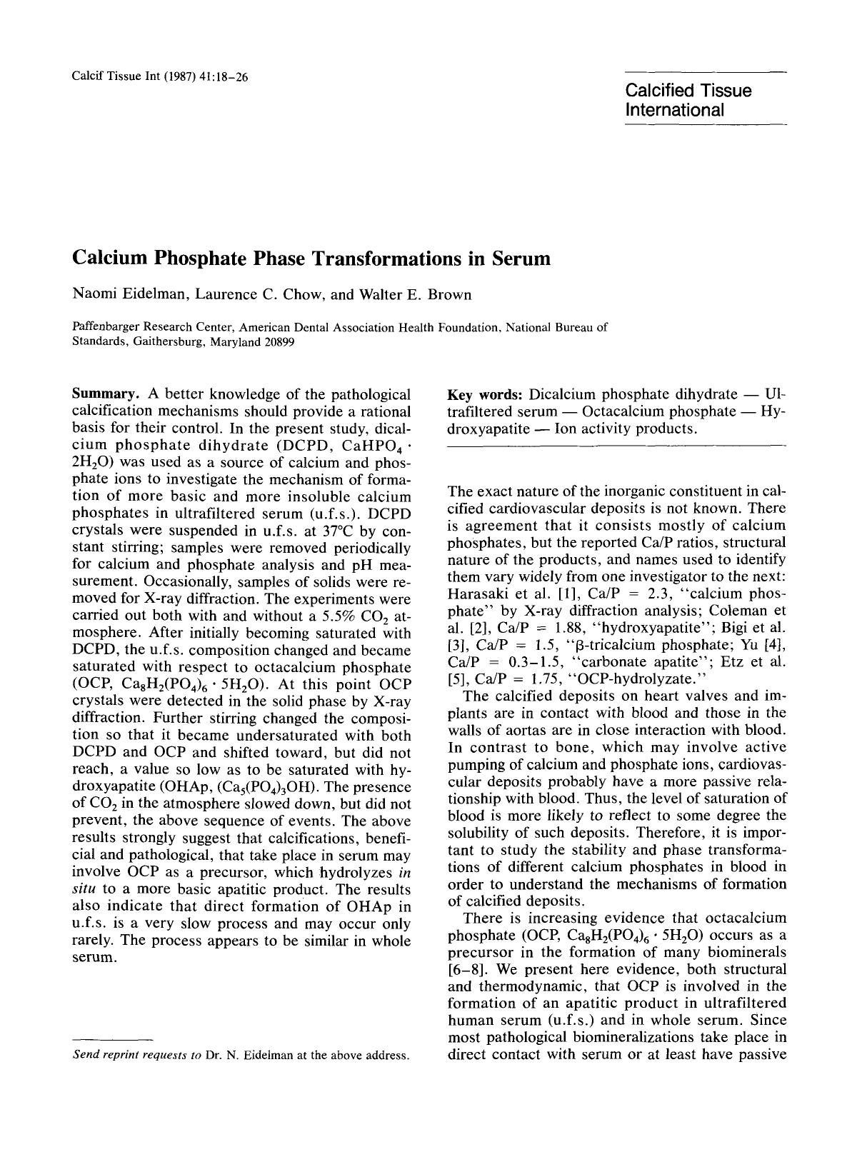 Calcium phosphate phase transformations in serum by Unknown