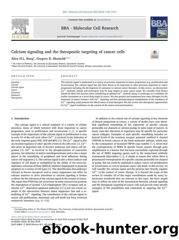 Calcium signaling and the therapeutic targeting of cancer cells by Alice H.L. Bong & Gregory R. Monteith