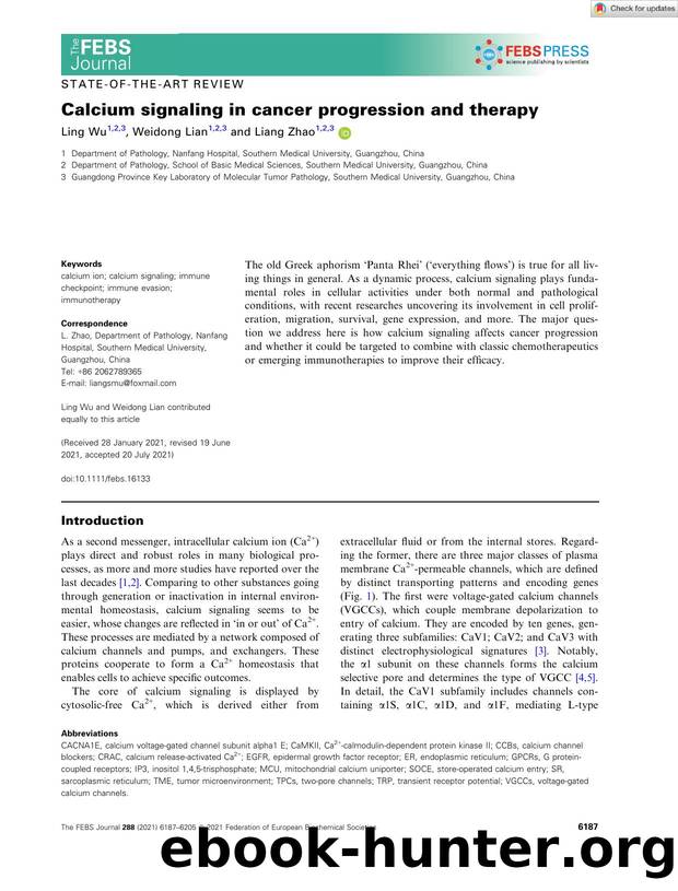 Calcium signaling in cancer progression and therapy by Unknown