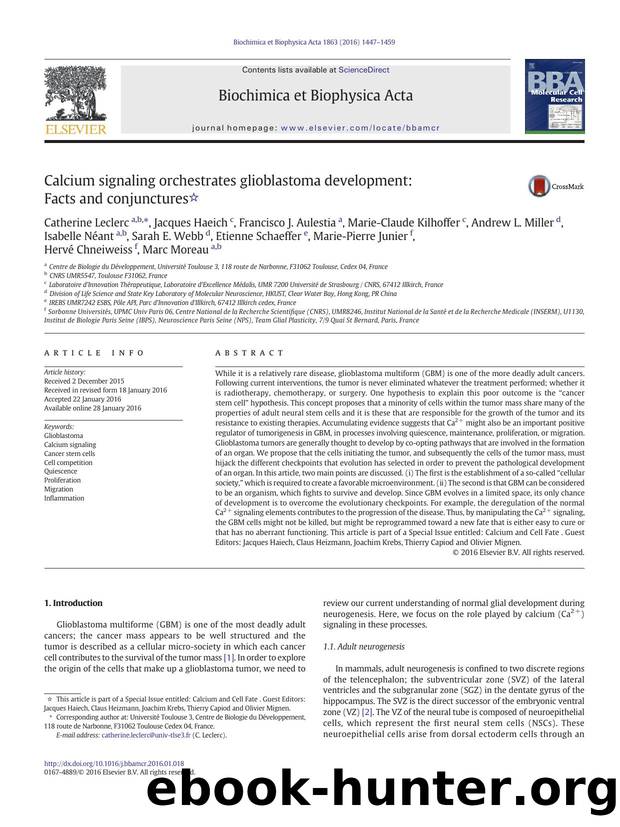 Calcium signaling orchestrates glioblastoma development: Facts and conjunctures by unknow