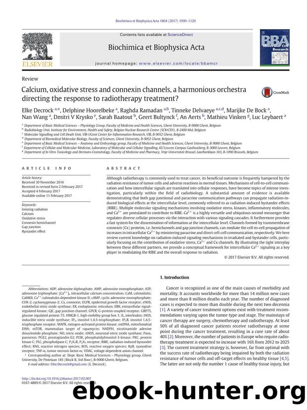 Calcium, oxidative stress and connexin channels, a harmonious orchestra directing the response to radiotherapy treatment? by unknow