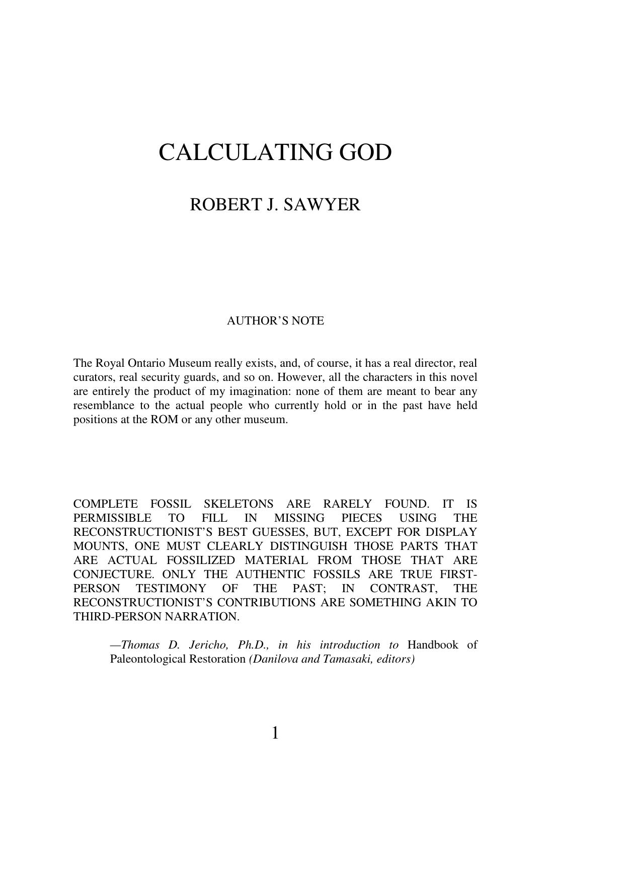 Calculating God by Robert J. Sawyer