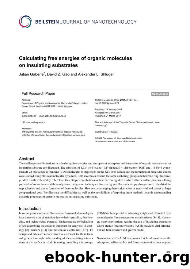 Calculating free energies of organic molecules on insulating substrates by Julian Gaberle David Z. Gao Alexander L. Shluger