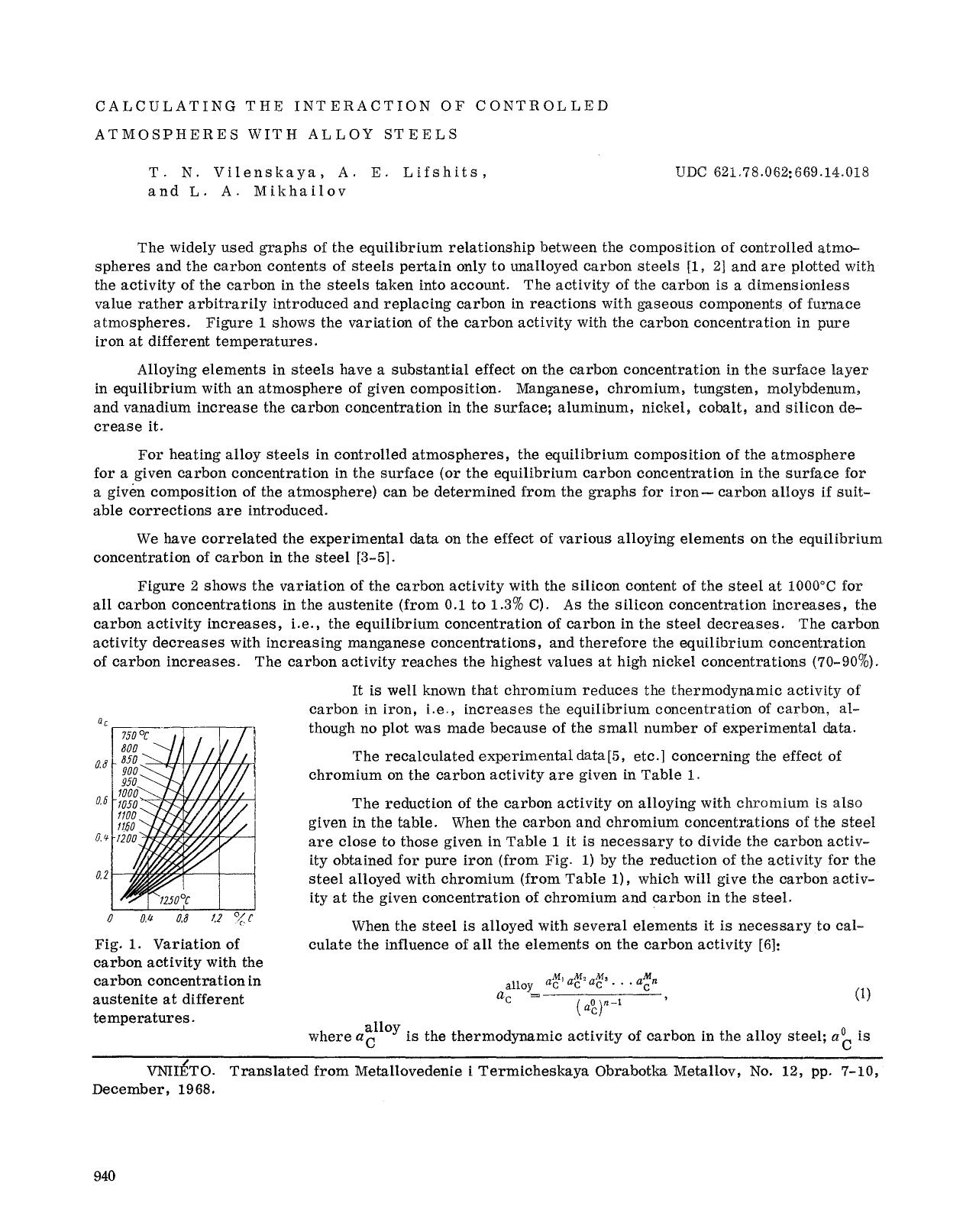 Calculating the interaction of controlled atmospheres with alloy steels by Unknown