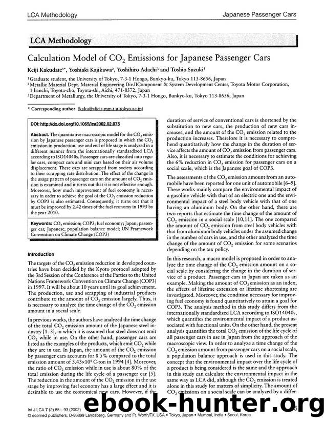 Calculation model of CO <Subscript>2 <Subscript> emissions for Japanese passenger cars by Unknown