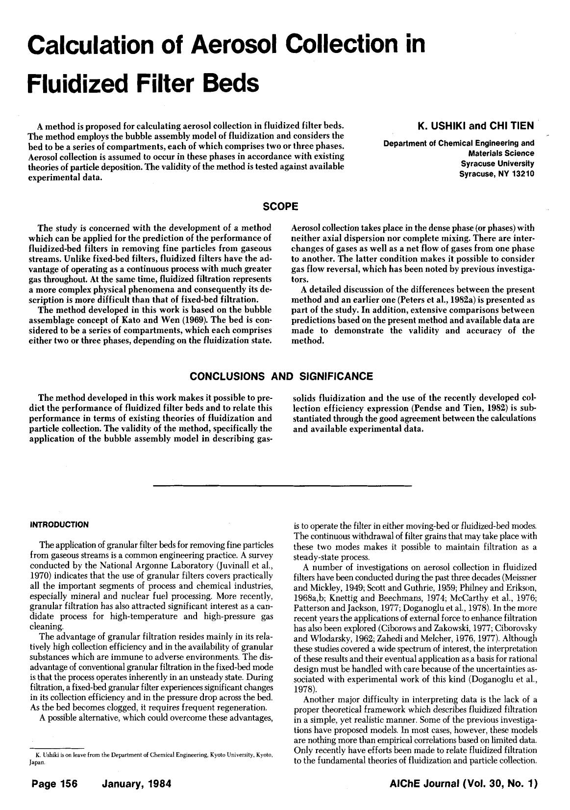 Calculation of aerosol collection in fluidized filter beds by Unknown