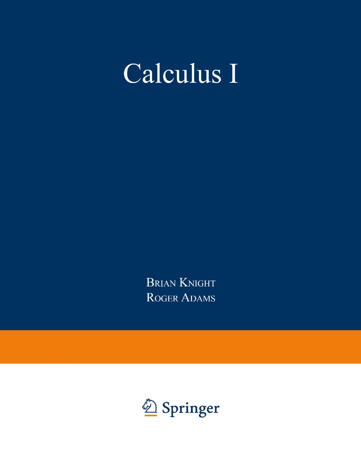 Calculus I by Brian Knight PhD Roger Adams MSc (auth.)