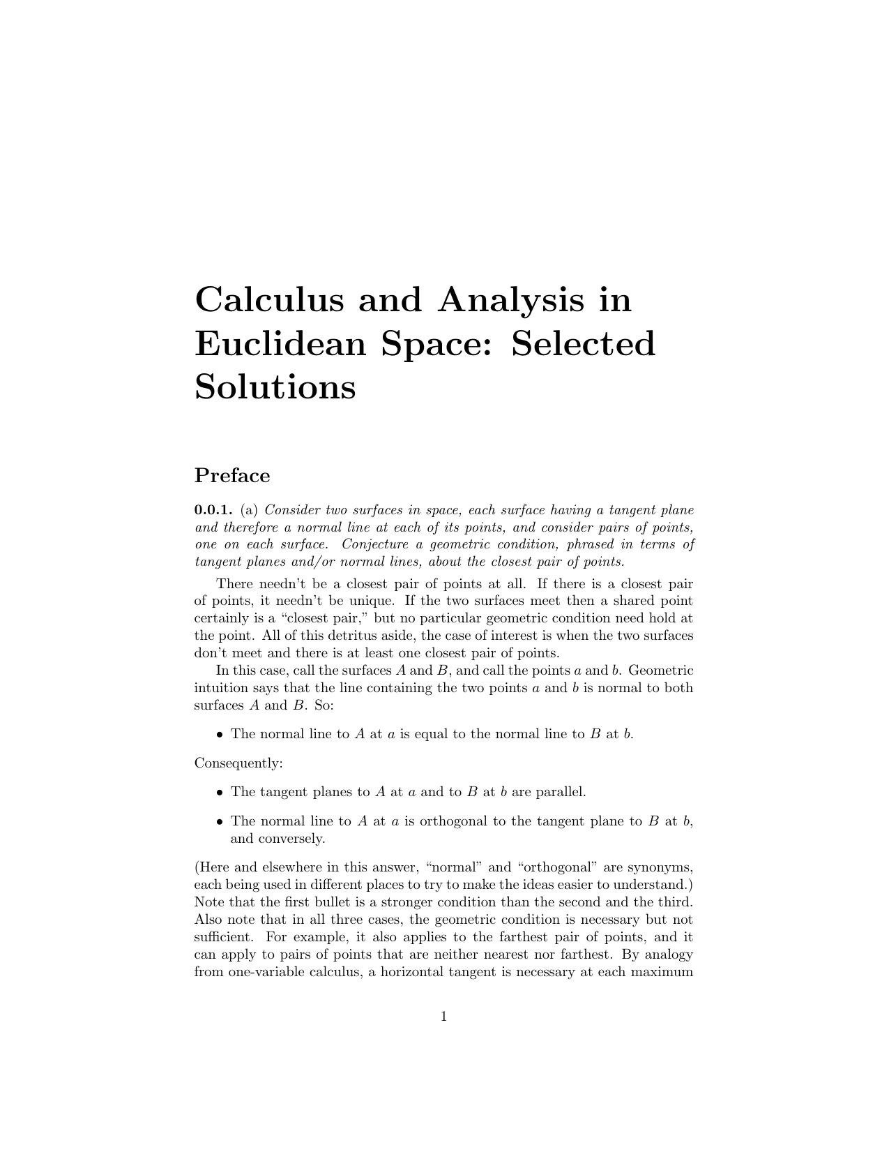Calculus and Analysis in Euclidean Space (Instructor Solution Manual, Solutions) by Jerry Shurman