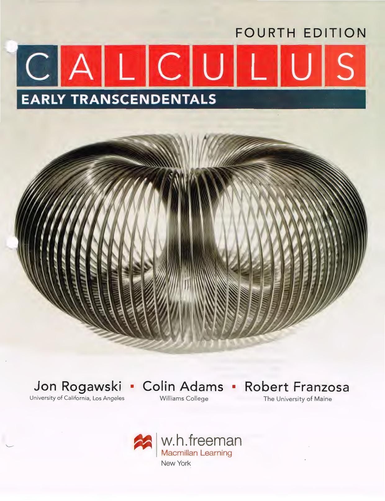 Calculus: Early Transcendentals by Jon Rogawski Colin Adams Robert Franzosa