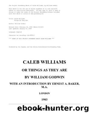 Caleb Williams Or Things as They Are by William Godwin