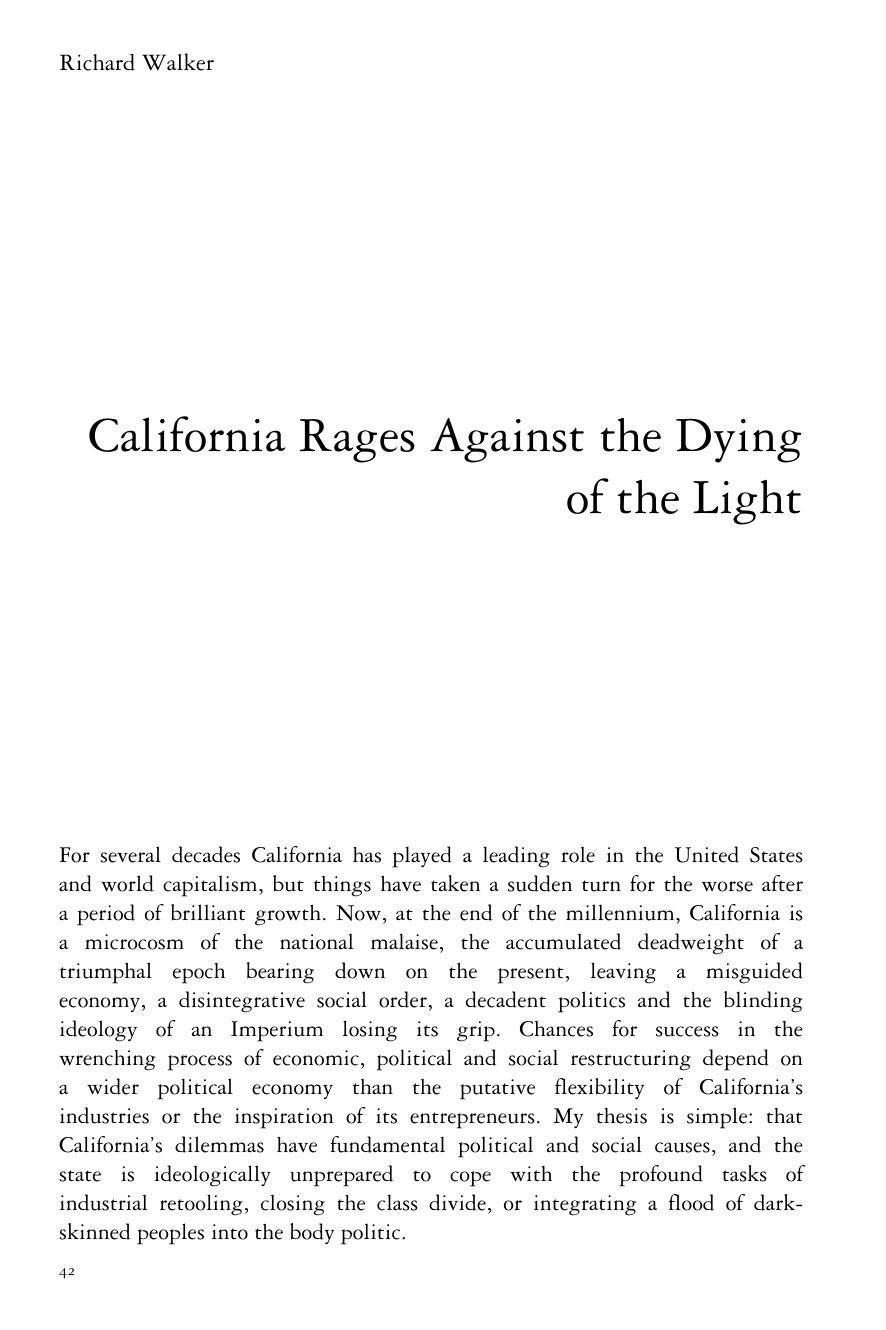 California Rages Against the Dying by Richard Walker