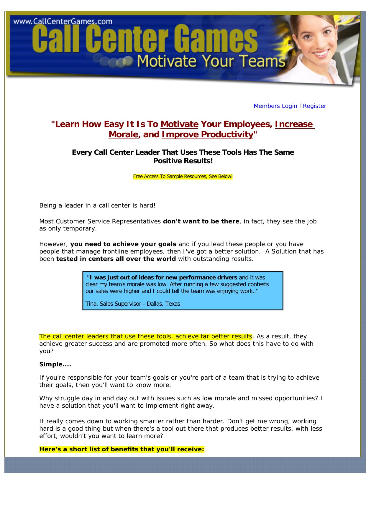 Call Center Games - Performance Improvement. by Best of Kuszter's Collection