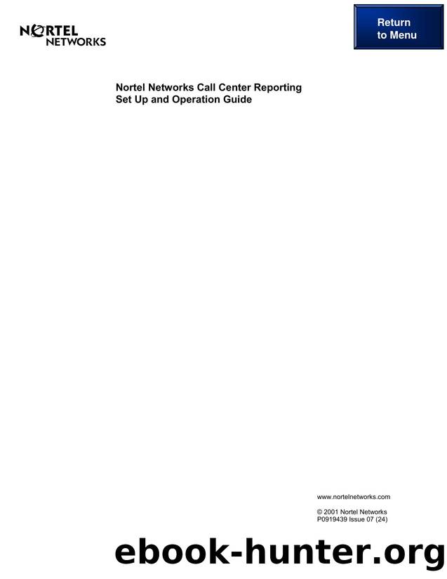 Call Center Reporting Set Up and Operation Guide by Unknown