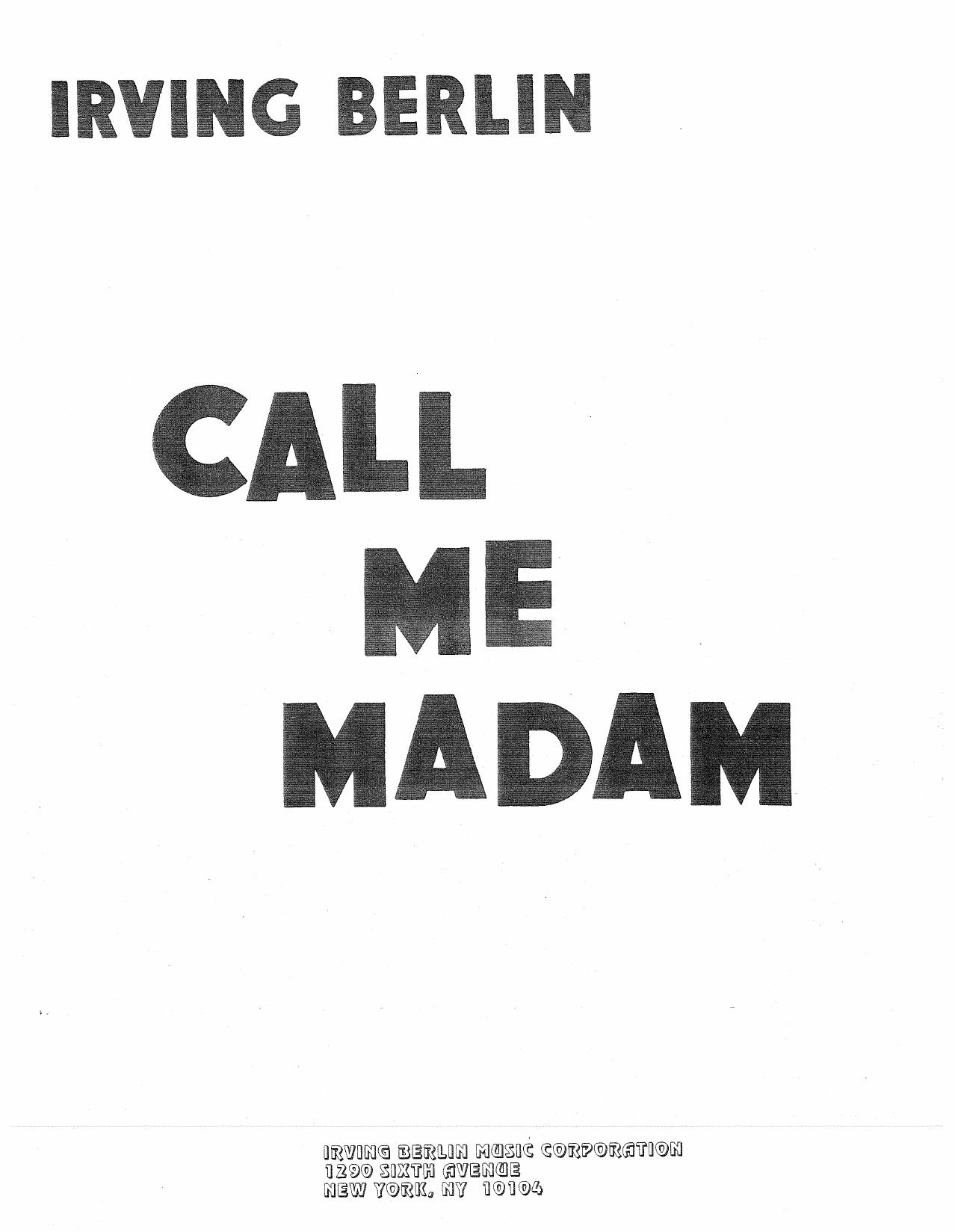 Call Me Madam by Musical Songbook