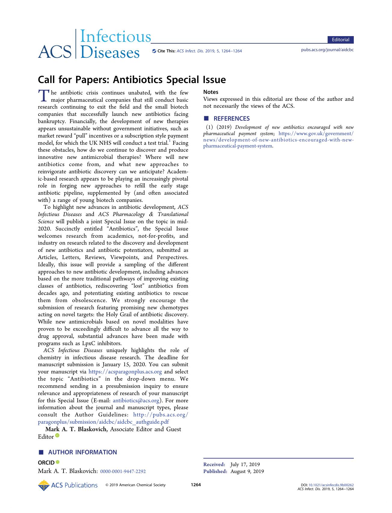 Call for Papers: Antibiotics Special Issue by Mark A. T. Blaskovich