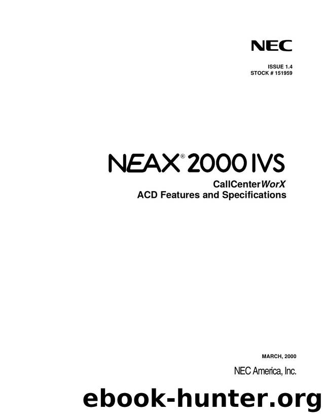 CallCenterWorX ACD Features and Specifications by PDD Technical Documentation