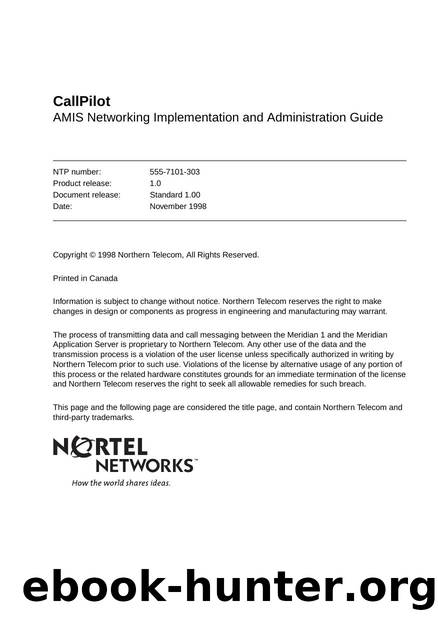 CallPilot AMIS Networking Implementation and Administration Guide by Unknown