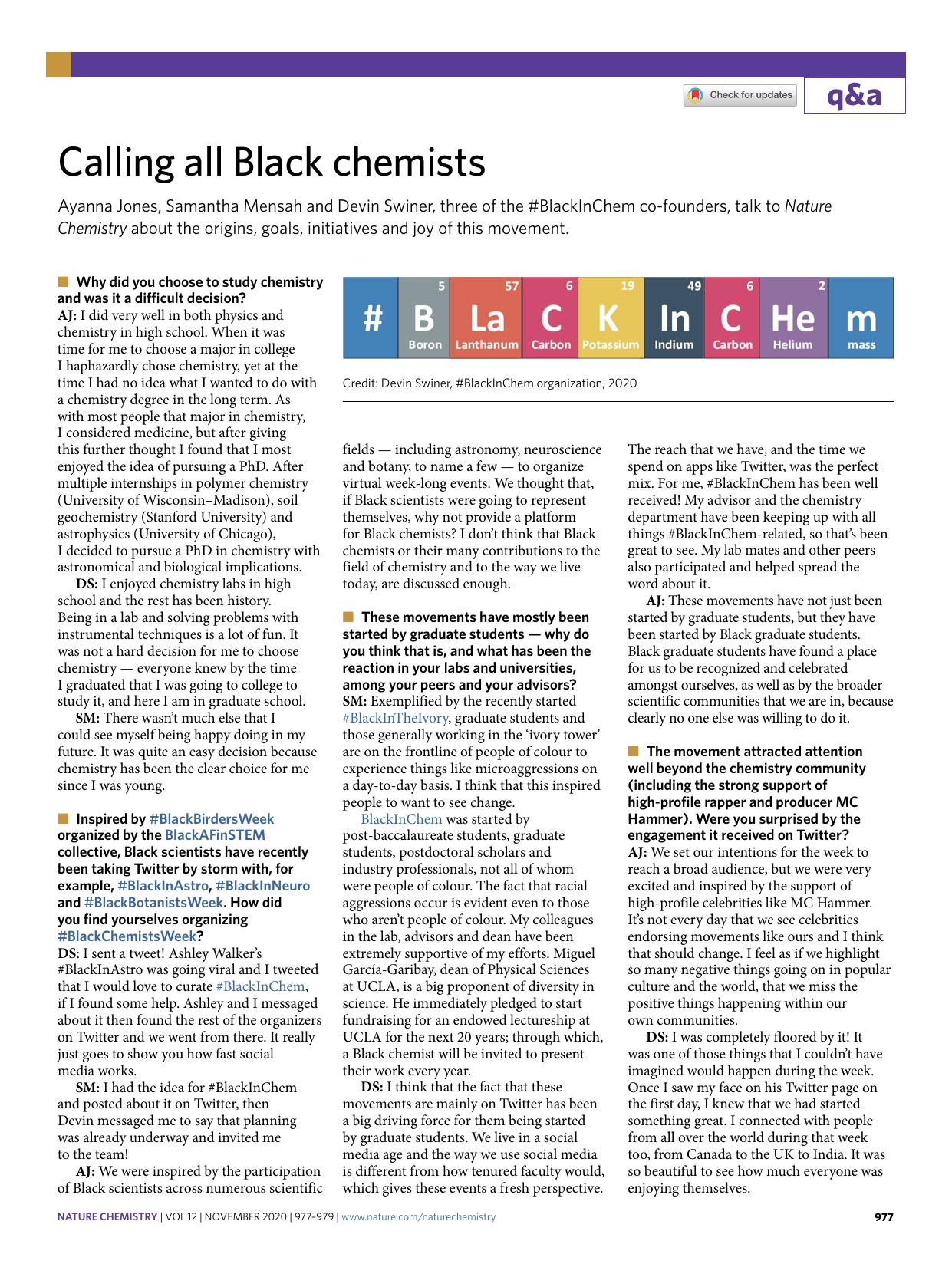 Calling all Black chemists by Anne Pichon