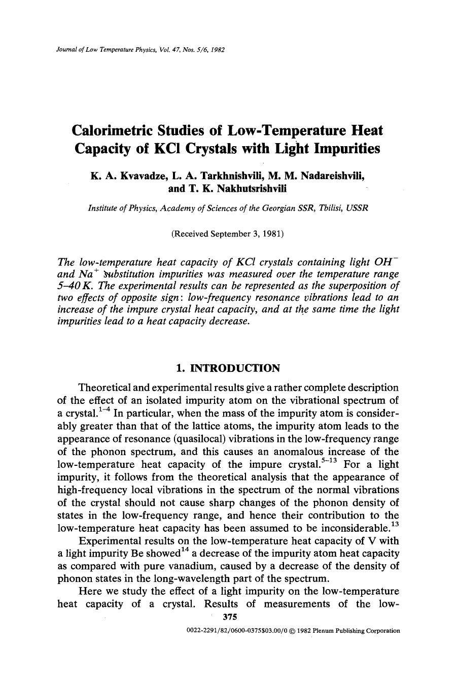 Calorimetric studies of low-temperature heat capacity of KCl crystals with light impurities by Unknown