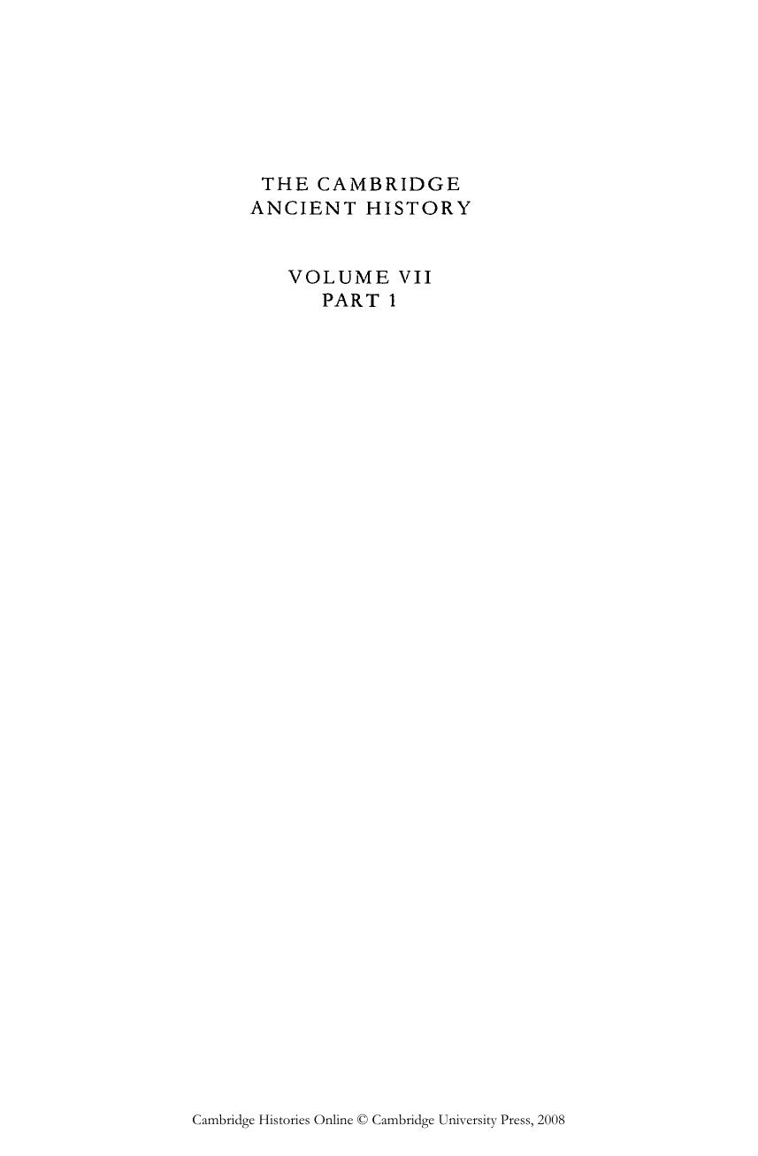 Cambridge Ancient History Vol. 7.1. The Hellenistic World by Unknown