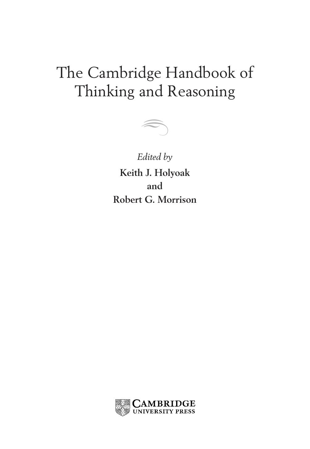 Cambridge Handbook of Thinking and Reasoning, The by Unknown