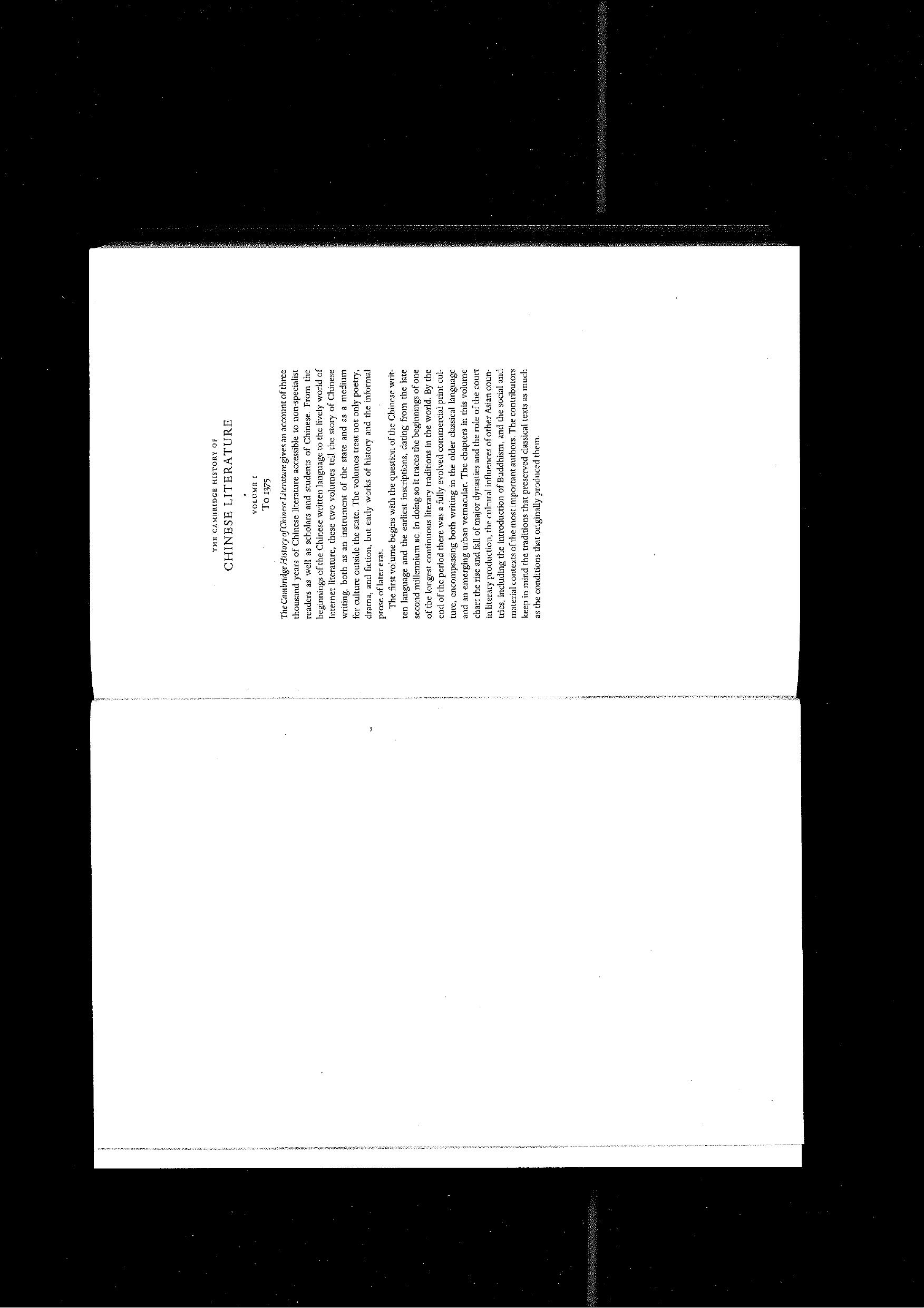 Cambridge History of Chinese Literature by Kang-i Sun Chang / Stephen Owen (Editors)