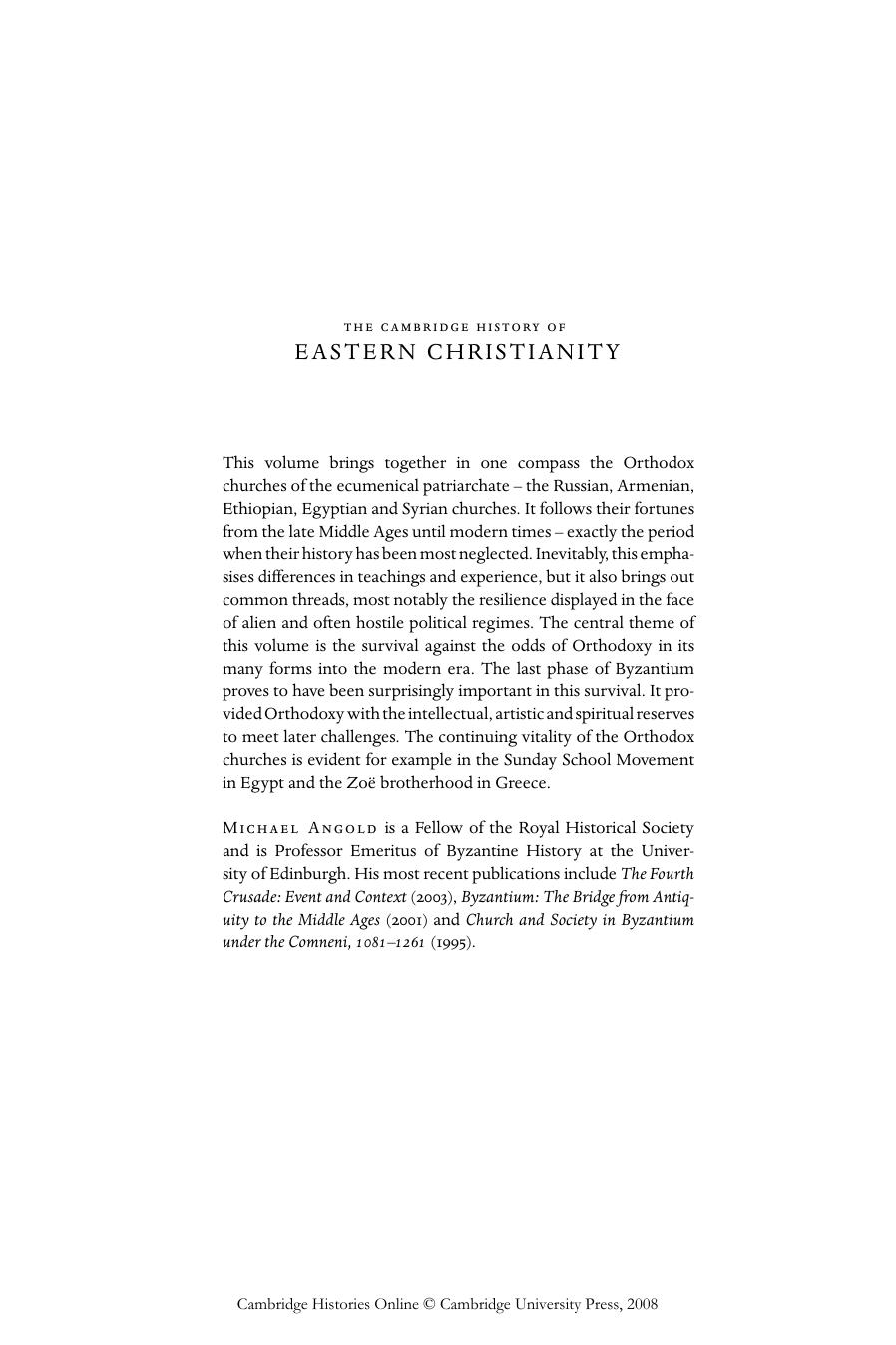 Cambridge History of Christianity: Volume 5, Eastern Christianity by Michael Angold