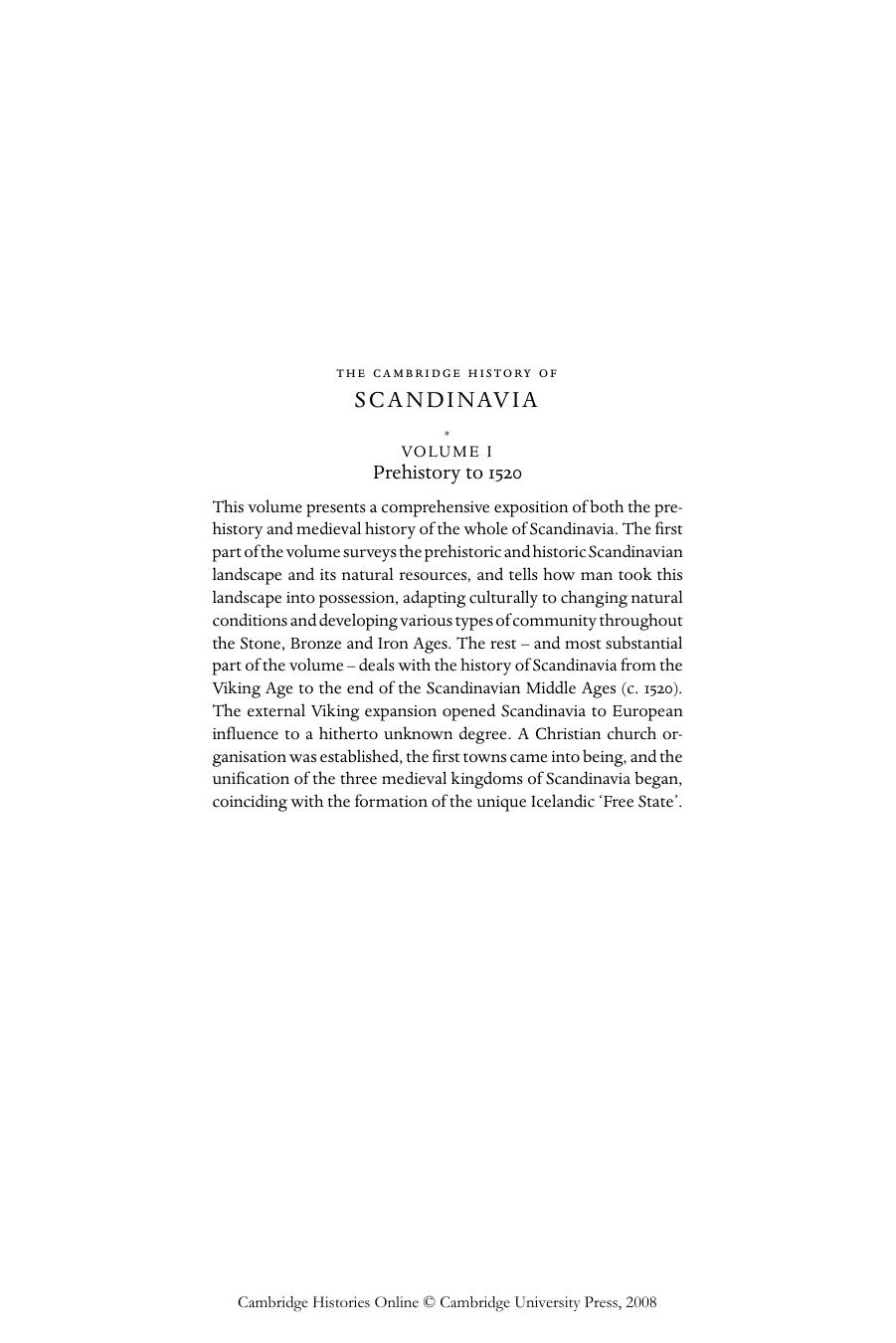 Cambridge History of Scandinavia by Knut Helle
