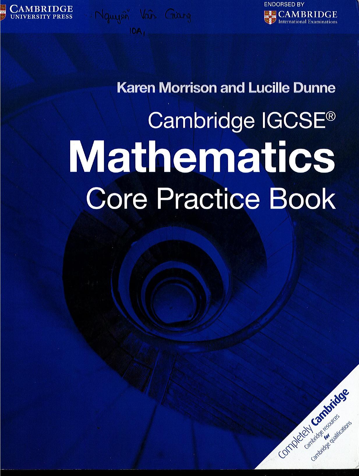 Cambridge IGCSE Core Mathematics Practice Book by Karen Morrison Lucille Dunne