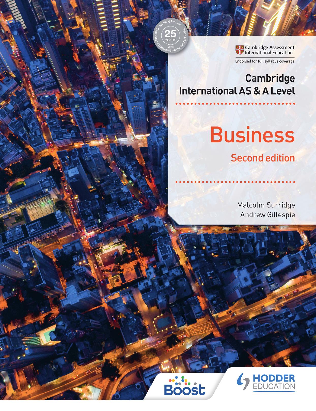 Cambridge International AS & A Level Business by Malcolm Surridge Andrew Gillespie
