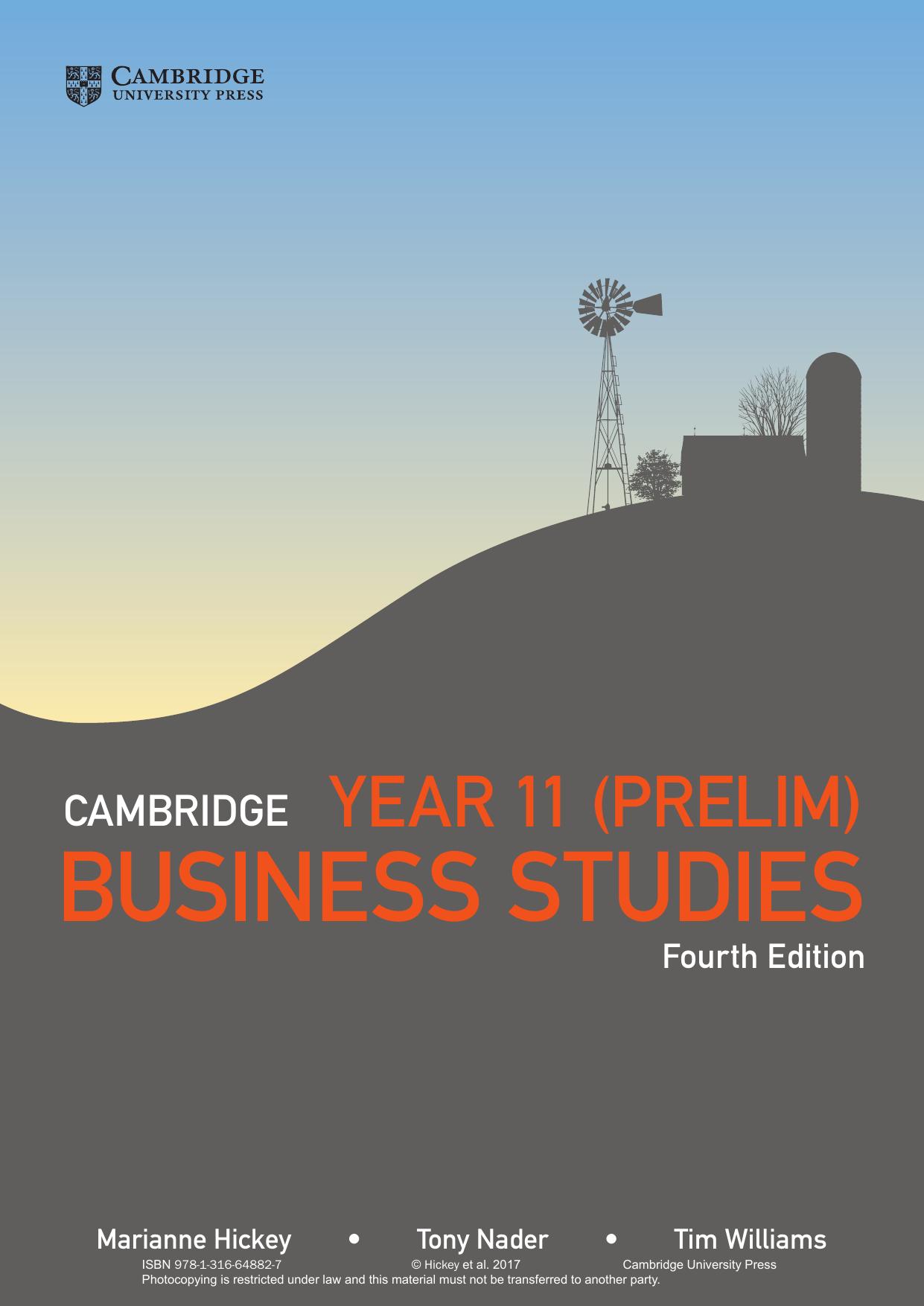 Cambridge Preliminary Business Studies by Marianne Hickey Tony Nader Tim Williams
