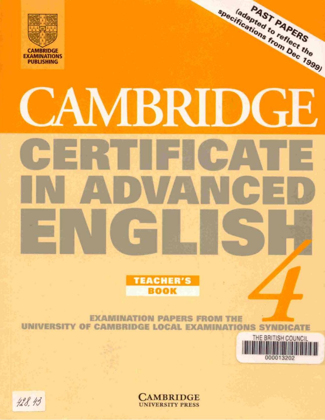Cambridge University Press Cambridge Certificate In Advanced English Teachers Book by 4