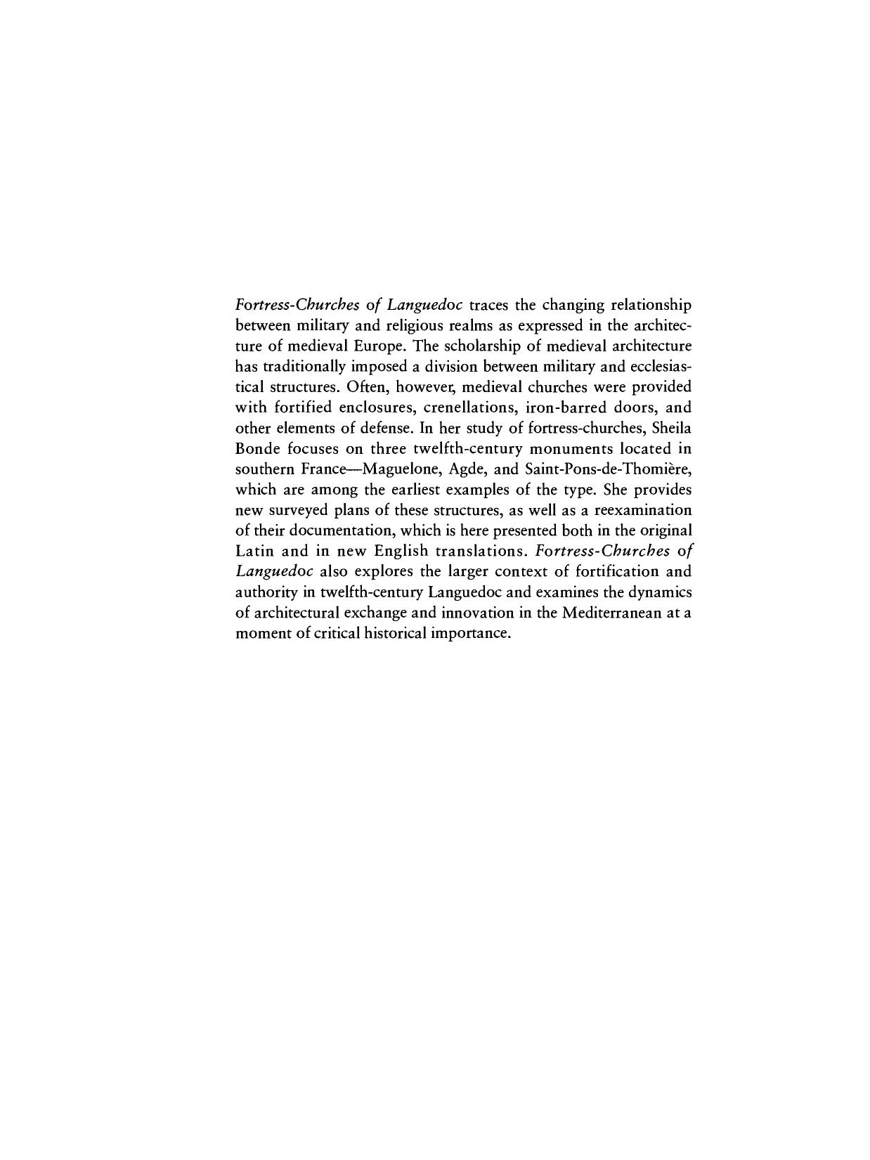 Cambridge University Press Fortress-Churches of Languedoc, Architecture Religion and Conflict in the High Middle Ages (1994) by Unknown