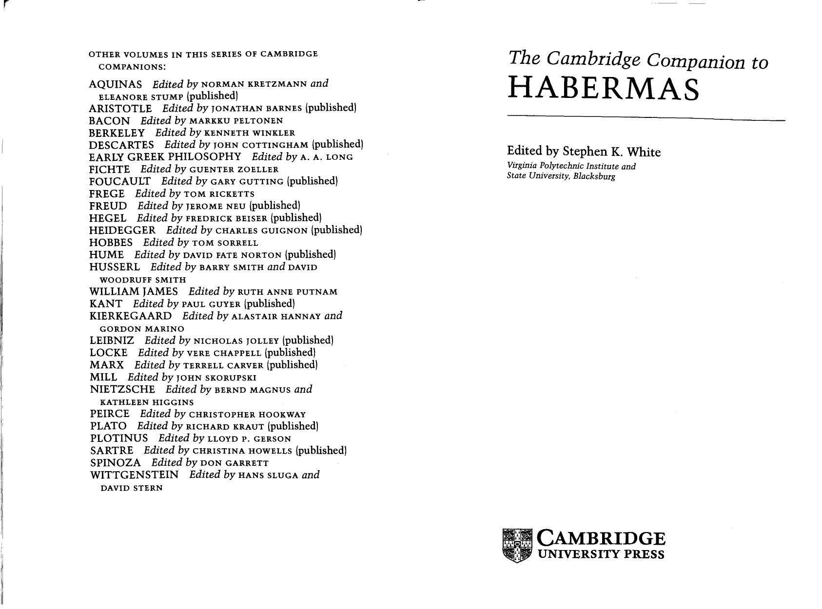 Cambridge University Press by Companion to Habermas