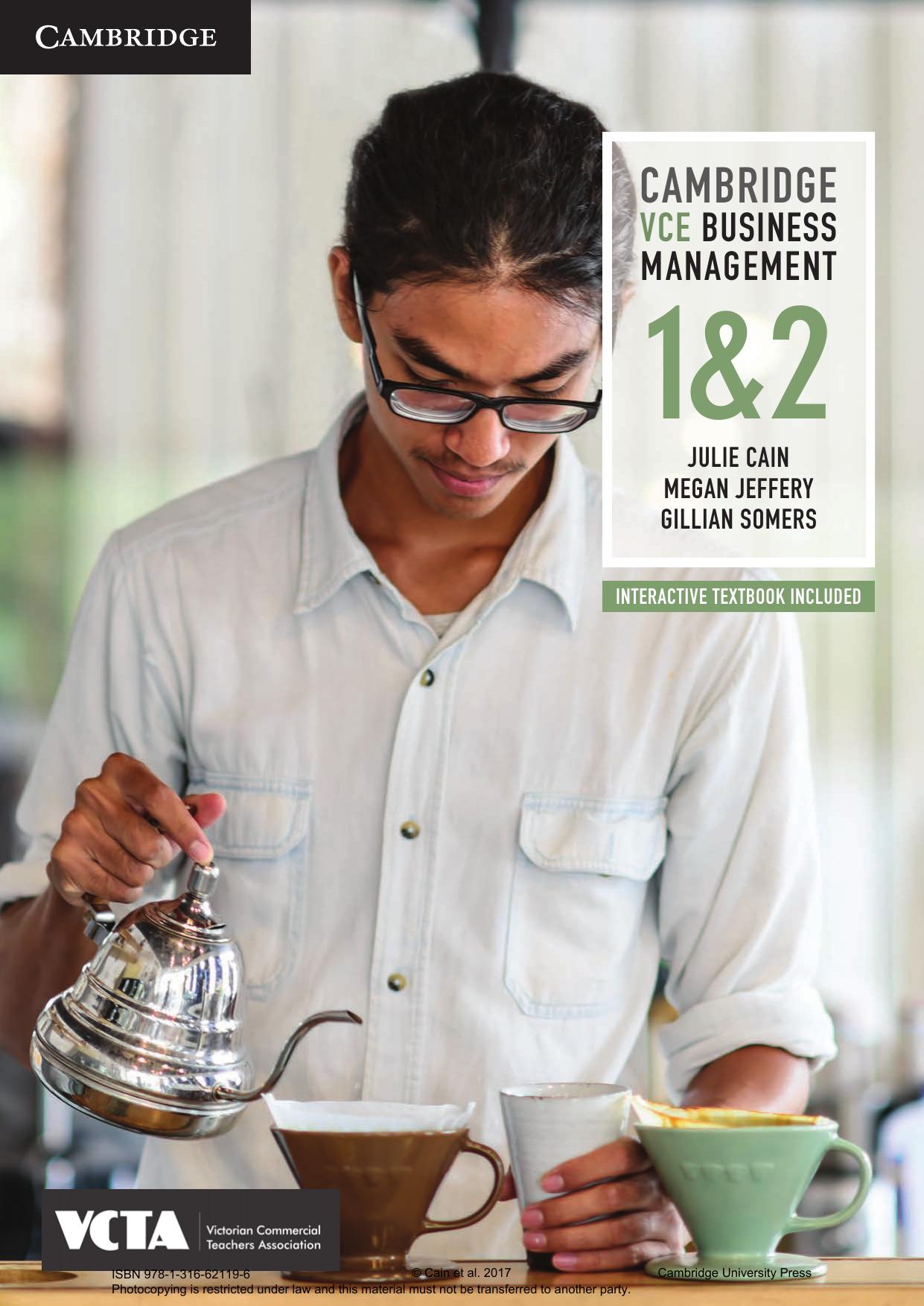 Cambridge VCE Business Management Units 1 & 2 by Julie Cain Megan Jeffery Gillian Somers