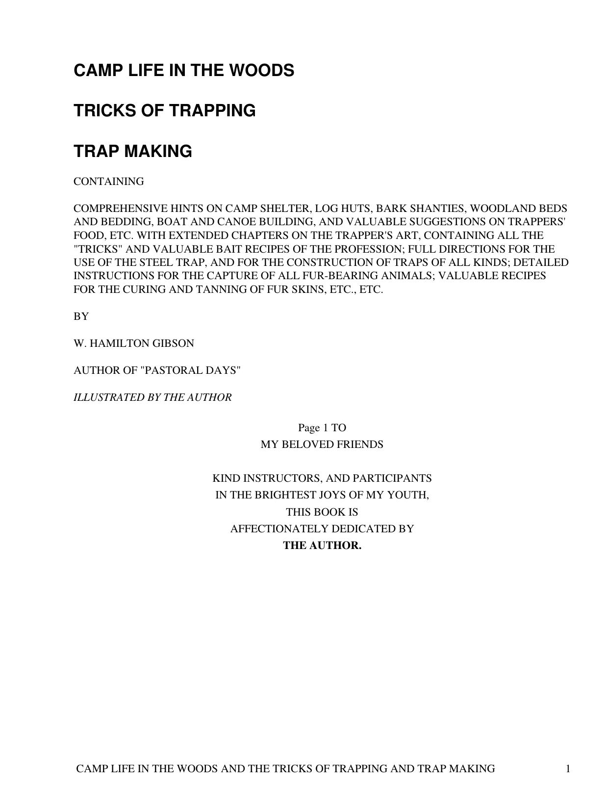 Camp Life in the Woods and the Tricks of Trapping and Trap Making by W. Hamilton Gibson