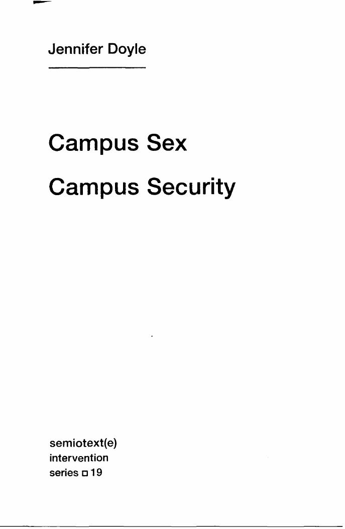 Campus Sex, Campus Security by Jennifer Doyle