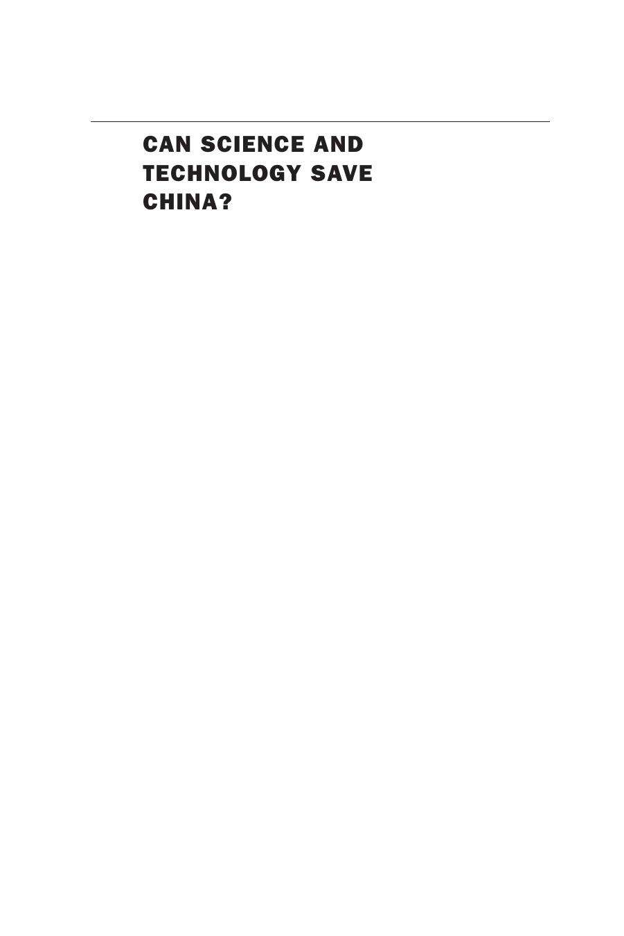 Can Science and Technology Save China? by Susan Greenhalgh & Li Zhang