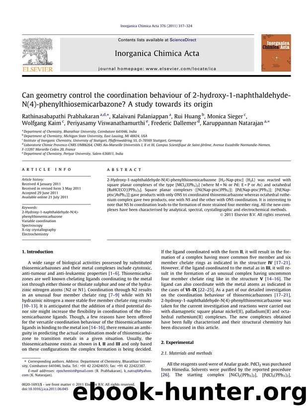 Can geometry control the coordination behaviour of 2-hydroxy-1-naphthaldehyde-N(4)-phenylthiosemicarbazone? A study towards its origin by unknow