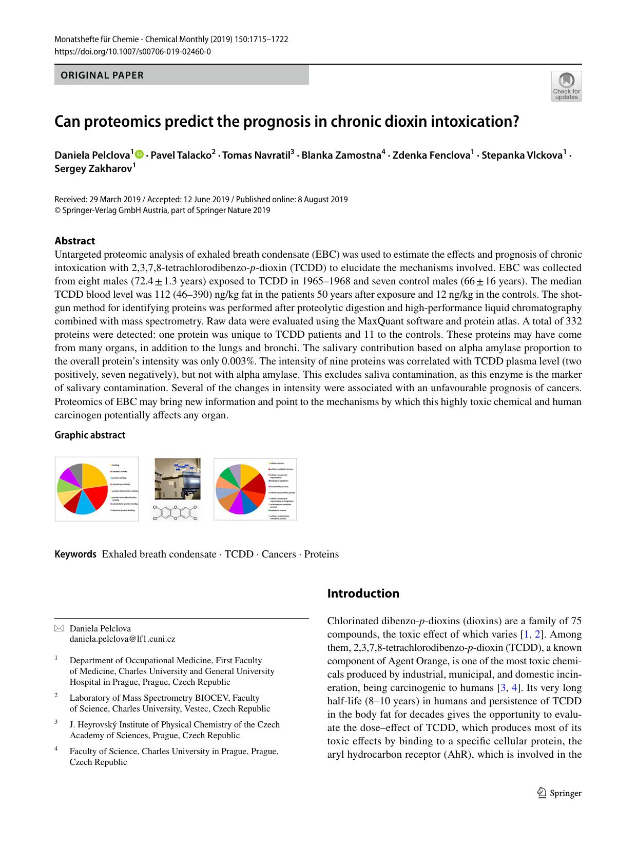 Can proteomics predict the prognosis in chronic dioxin intoxication? by unknow