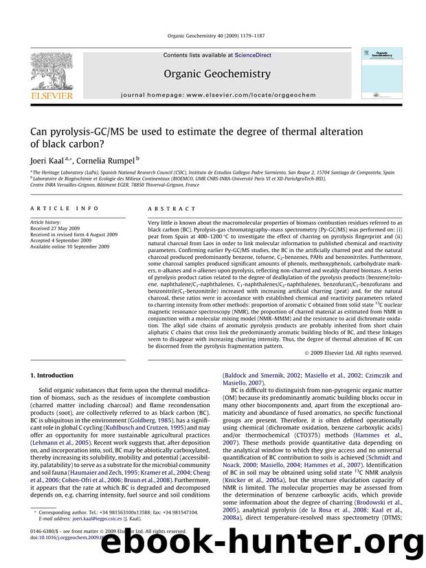 Can pyrolysis-GCMS be used to estimate the degree of thermal alteration of black carbon? by Joeri Kaal; Cornelia Rumpel