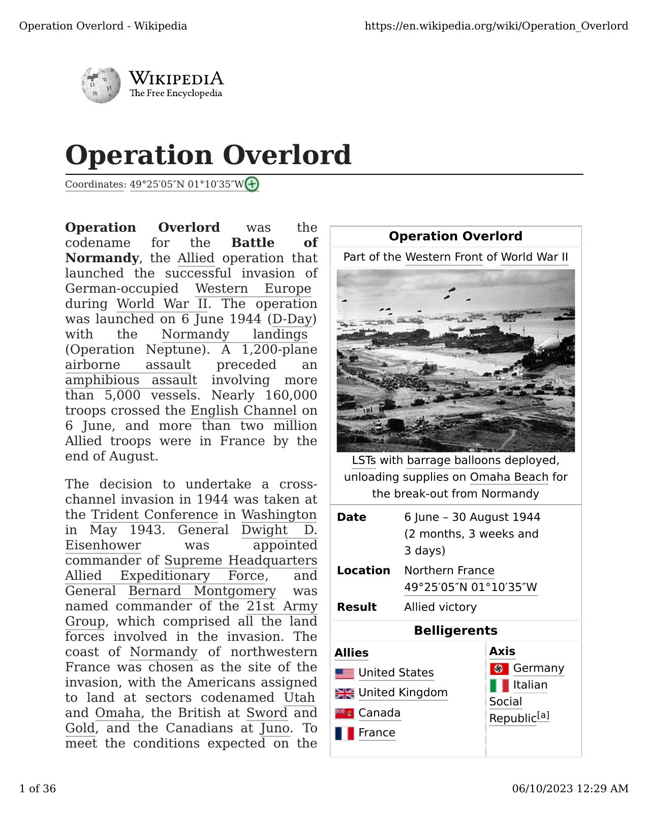 Canada's D-Day - Operation Overlord - the Battle of Normandy by en Wiki