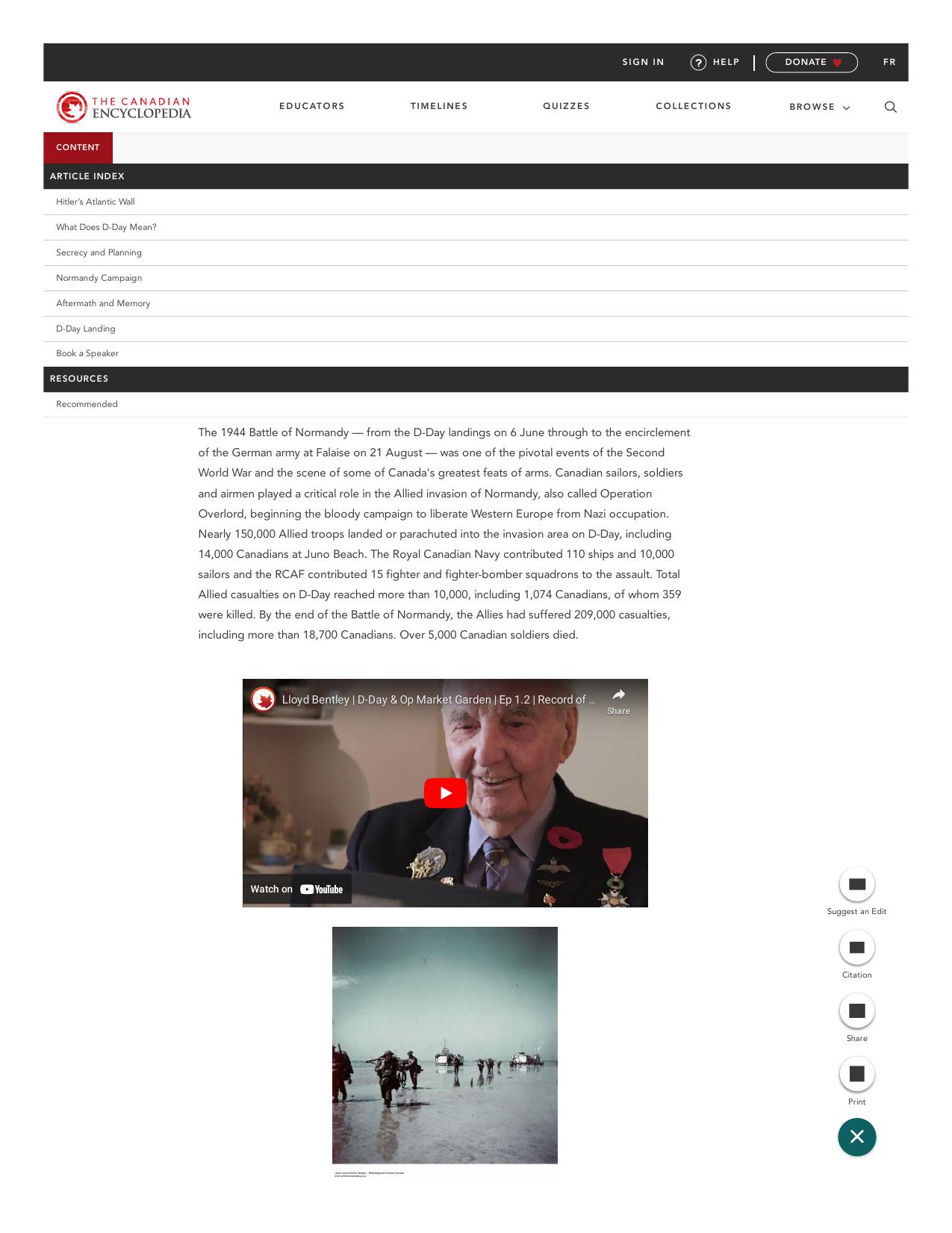 Canada's D-Day Battle of Normandy 6th June 1944 by The Canadian Encyclopedia