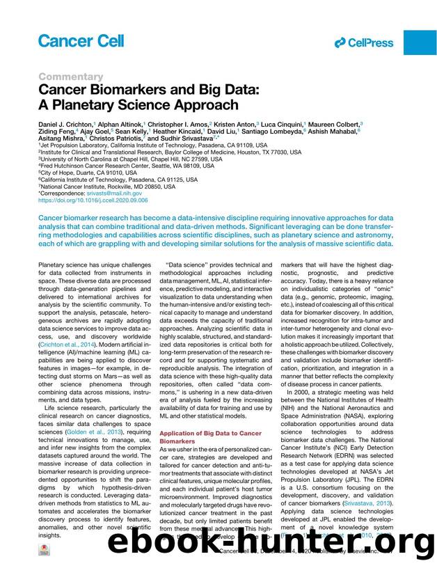 Cancer Biomarkers and Big Data: A Planetary Science Approach by unknow