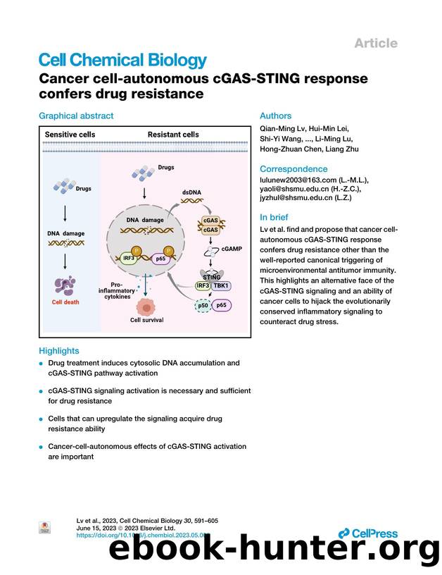 Cancer cell-autonomous cGAS-STING response confers drug resistance by unknow