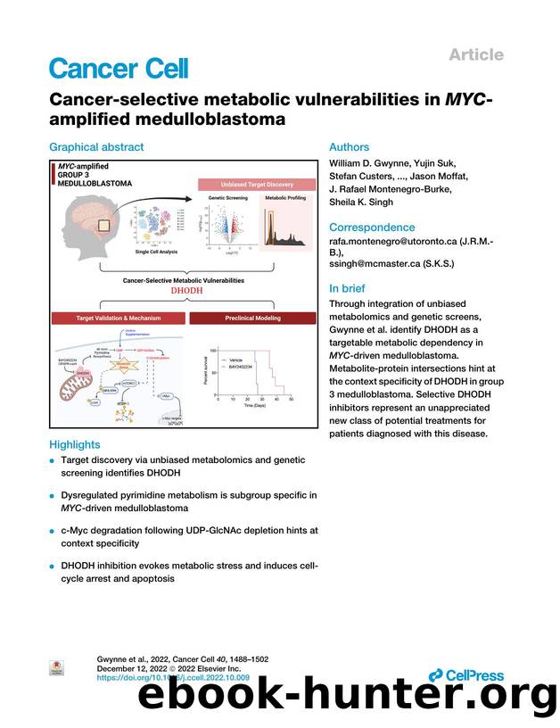 Cancer-selective metabolic vulnerabilities in MYC-amplified medulloblastoma by unknow