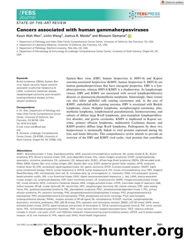 Cancers associated with human gammaherpesviruses by Unknown